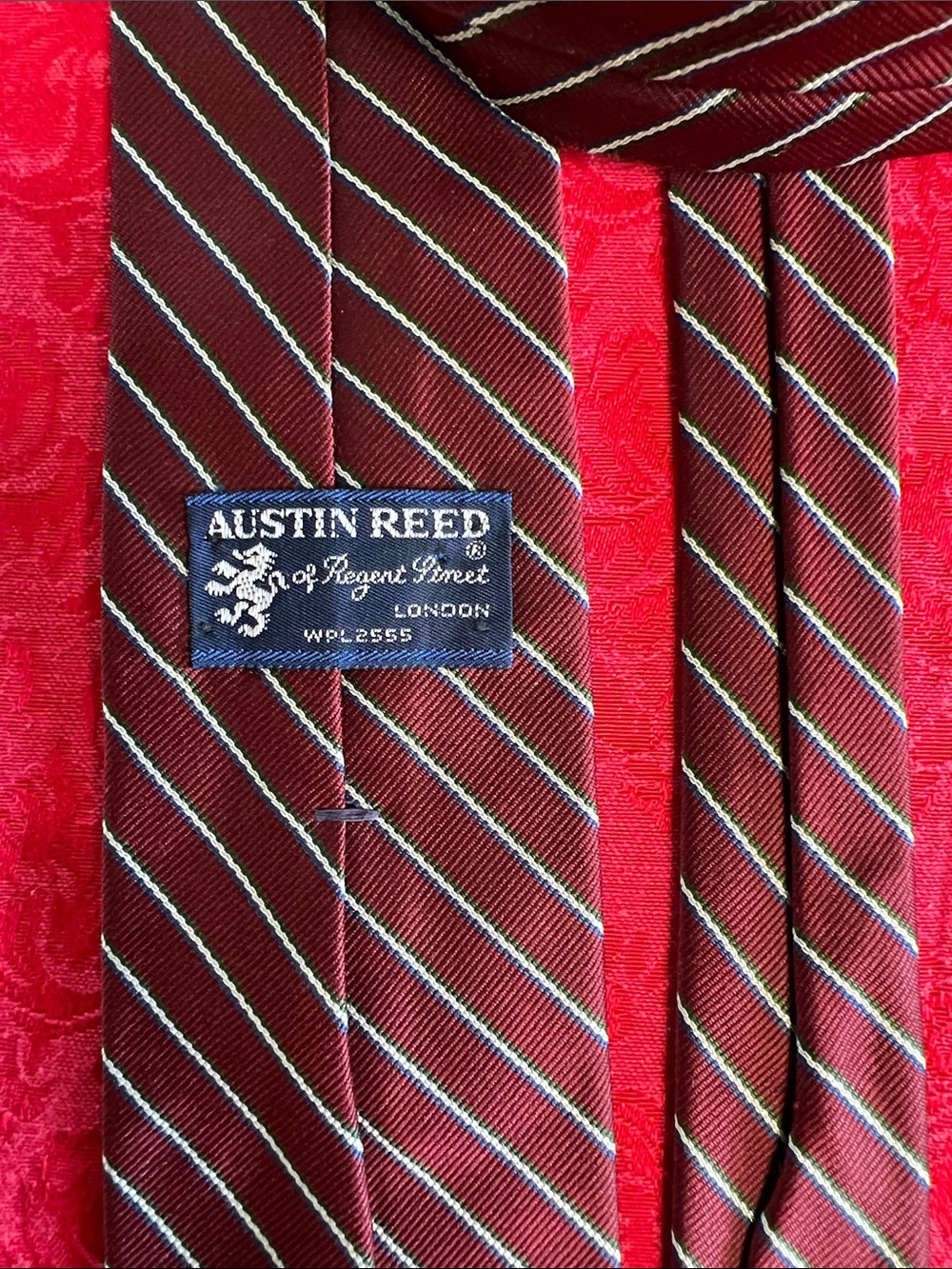 Austin Reed Maroon Striped Silk Tie Men's 3" Regent Street London
